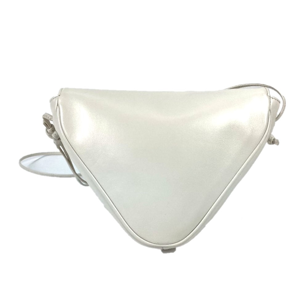 Triangle logo crossbody pochette shoulder bag in white leather for women