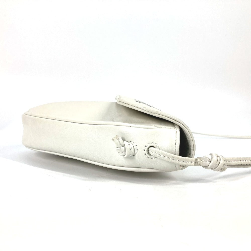 Triangle logo crossbody pochette shoulder bag in white leather for women