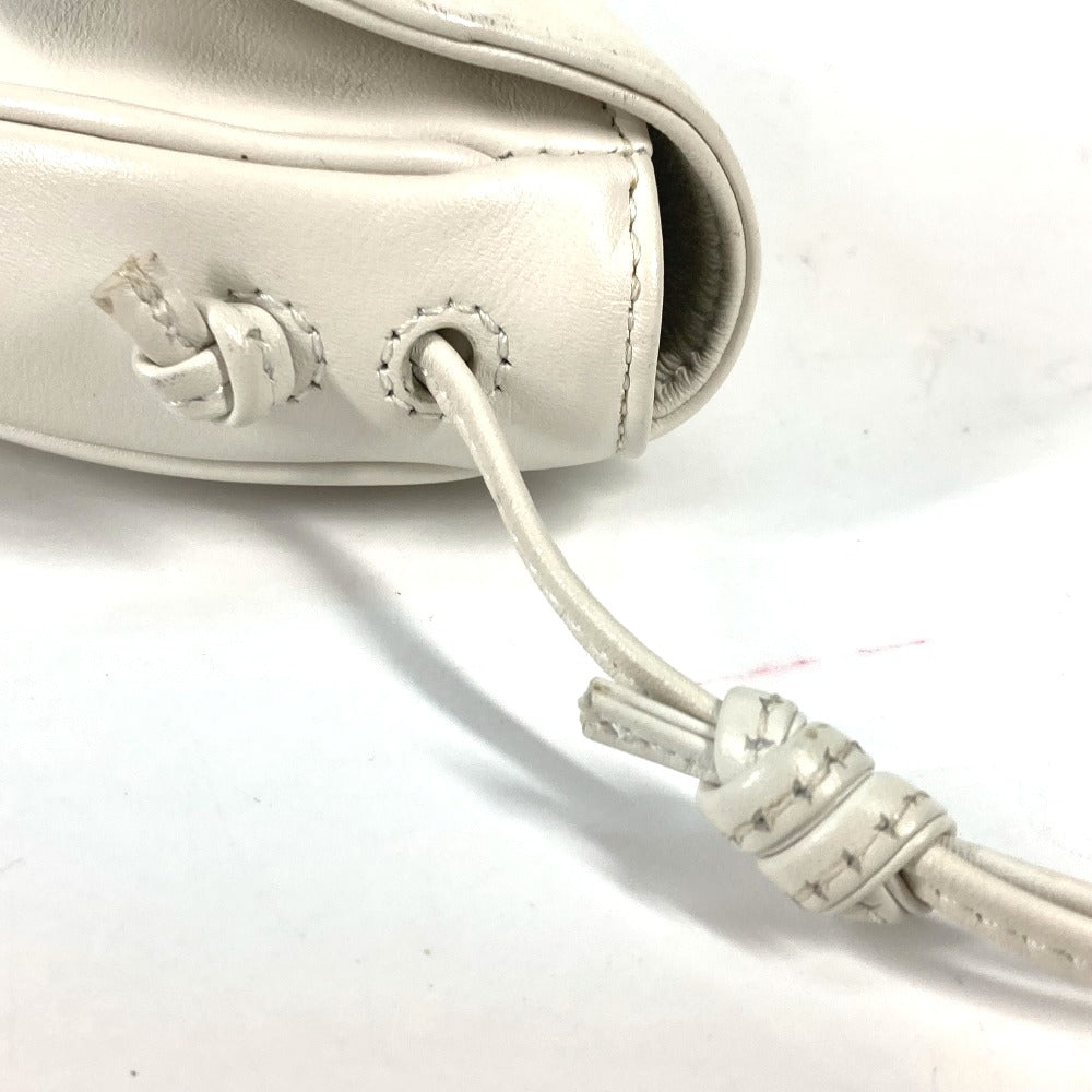 Triangle logo crossbody pochette shoulder bag in white leather for women