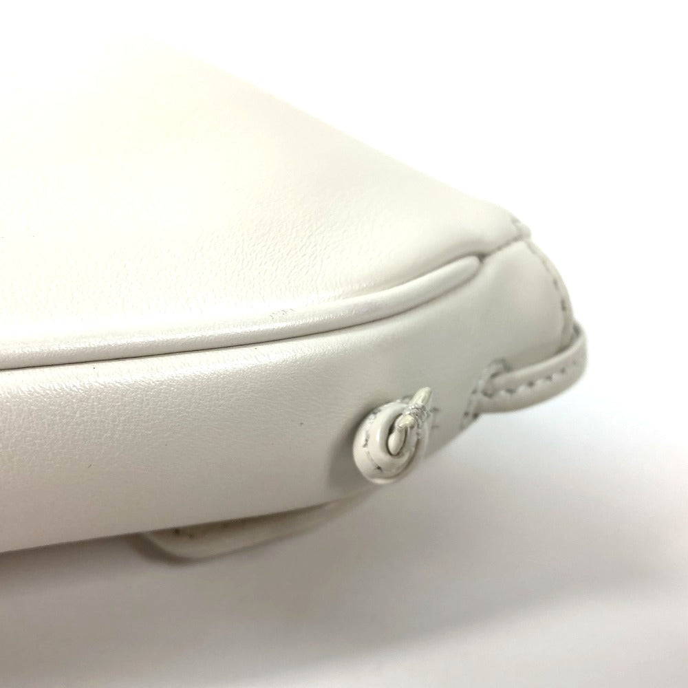 Triangle logo crossbody pochette shoulder bag in white leather for women