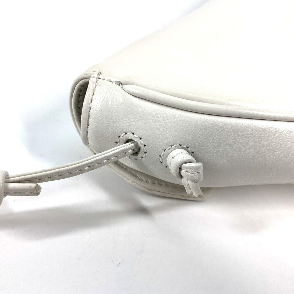 Triangle logo crossbody pochette shoulder bag in white leather for women