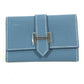 HERMES Bearn business card case, pass case, coin case, wallet, coin purse, card case, leather, women's, blue jean, blue