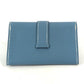 HERMES Bearn business card case, pass case, coin case, wallet, coin purse, card case, leather, women's, blue jean, blue