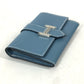 HERMES Bearn business card case, pass case, coin case, wallet, coin purse, card case, leather, women's, blue jean, blue