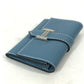 HERMES Bearn business card case, pass case, coin case, wallet, coin purse, card case, leather, women's, blue jean, blue