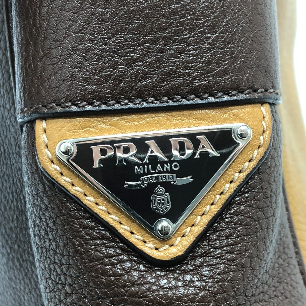 PRADA トライアングルロゴ バイカラー カバン ショルダーバッグ レザー レディース - brandshop-reference