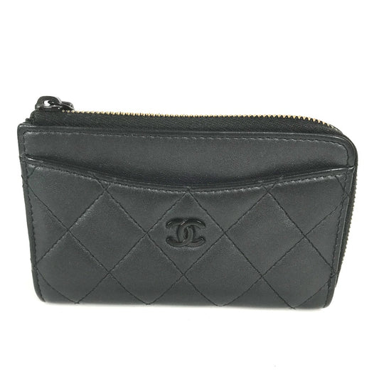CHANEL AP3179 ソーブラック CC ココマーク マトラッセ フラグメントケース 財布 小銭入れ コインケース レザー レディース ブラック - brandshop-reference