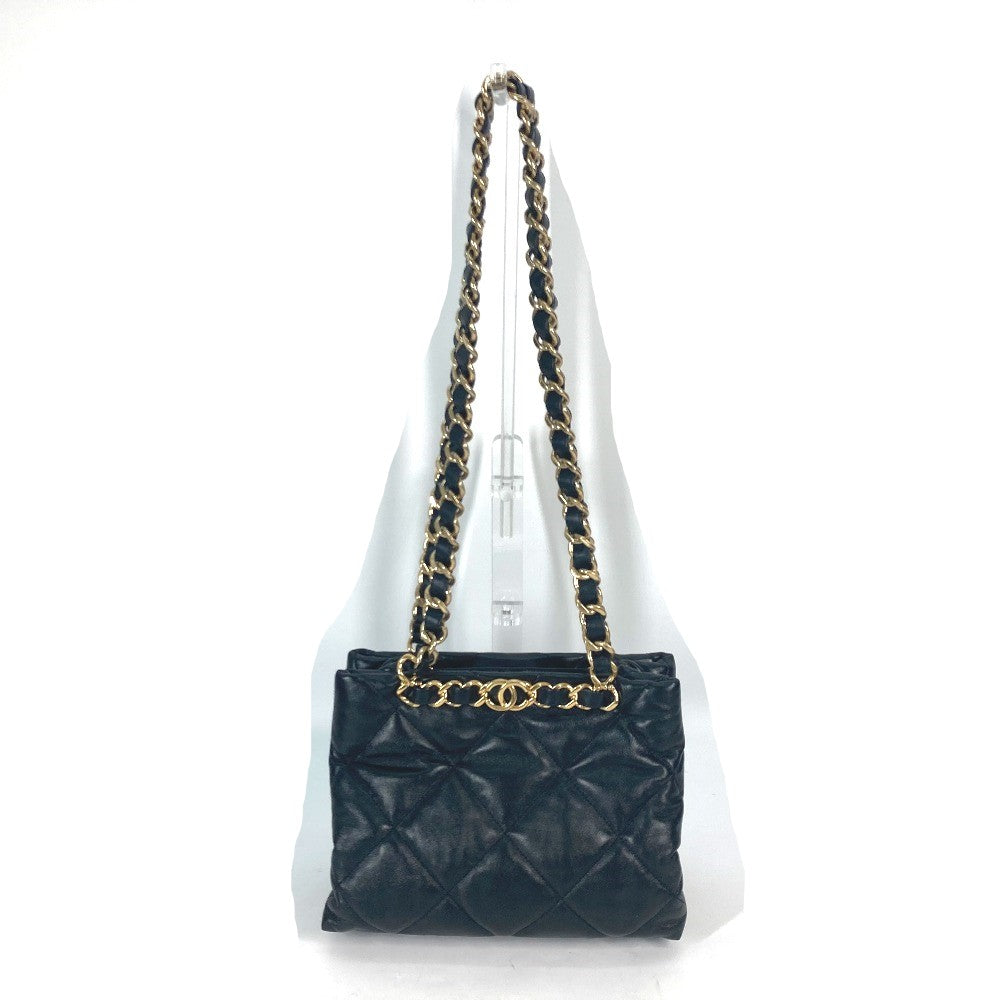 CHANEL AS3502 チェーンバッグ キルティング マトラッセ スモールショッピングバッグ カバン CC ココマーク ショルダーバッグ ラムスキン レディース ブラック - brandshop-reference
