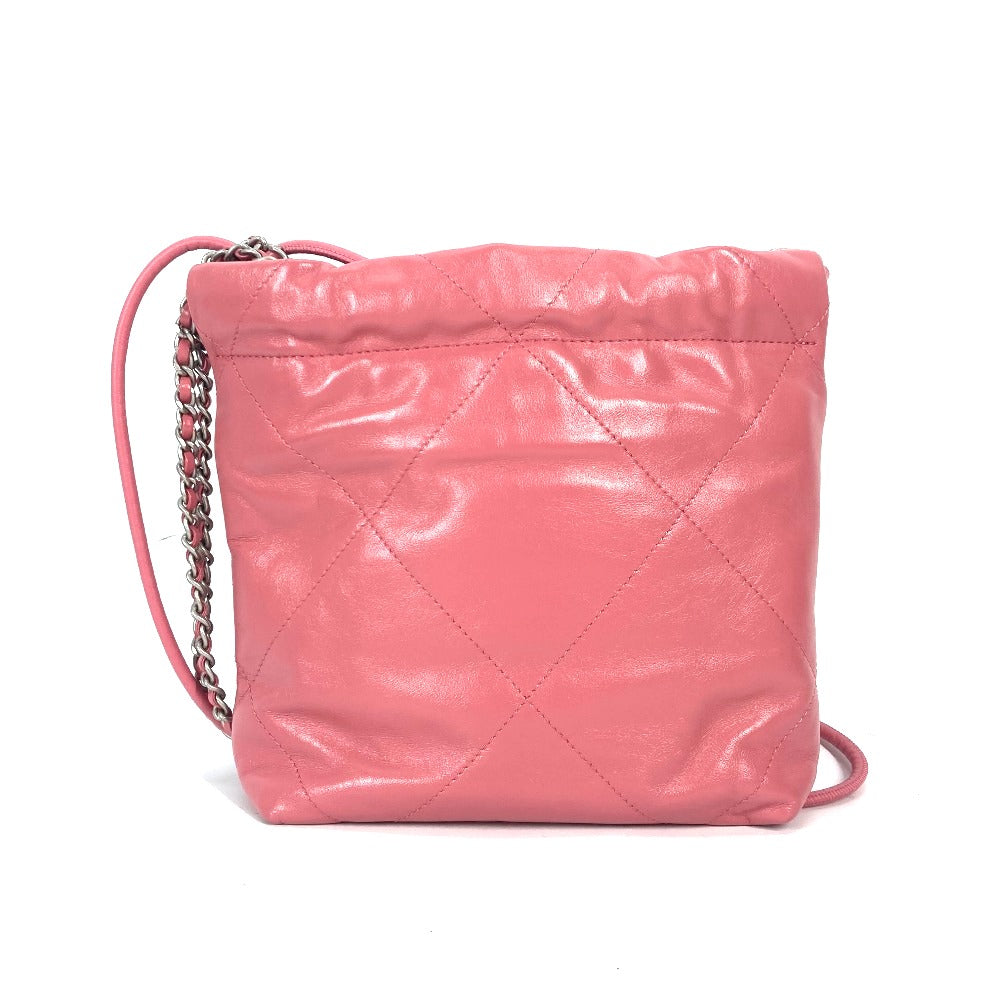 CHANEL AS3980 Chain Chanel 22 Mini Handbag, 2-Way Chain, Crossbody/Shoulder Bag, Calfskin, Pink, Women's