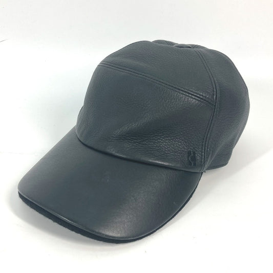 HERMES Hロゴ レザーキャップ 帽子 キャップ帽 ベースボール キャップ カシミヤ メンズ - brandshop-reference
