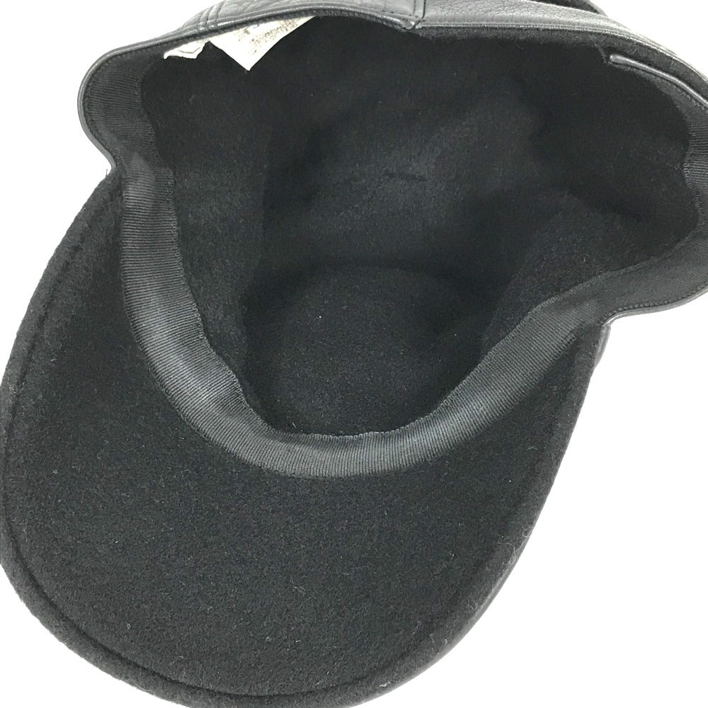 HERMES Hロゴ レザーキャップ 帽子 キャップ帽 ベースボール キャップ カシミヤ メンズ - brandshop-reference