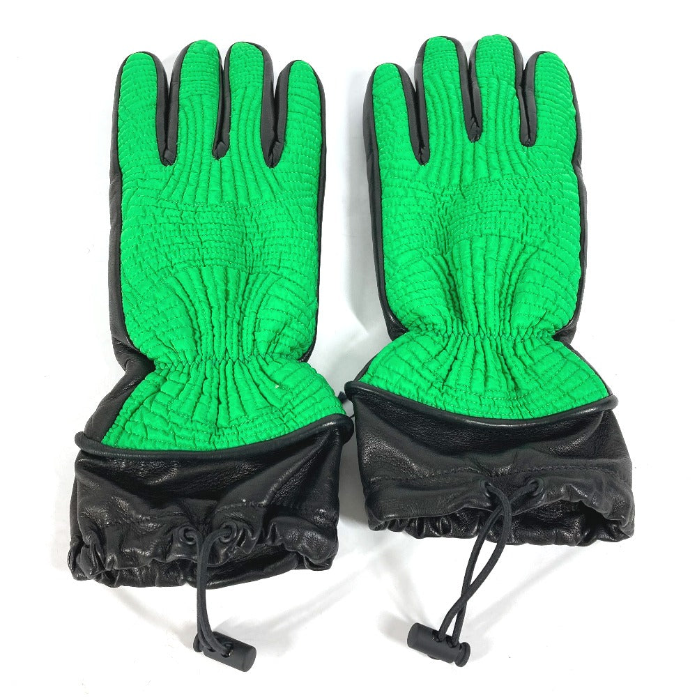 BOTTEGA VENETA 709335 バイカラー グローブ 手袋 レザー/ナイロン メンズ グリーン - brandshop-reference