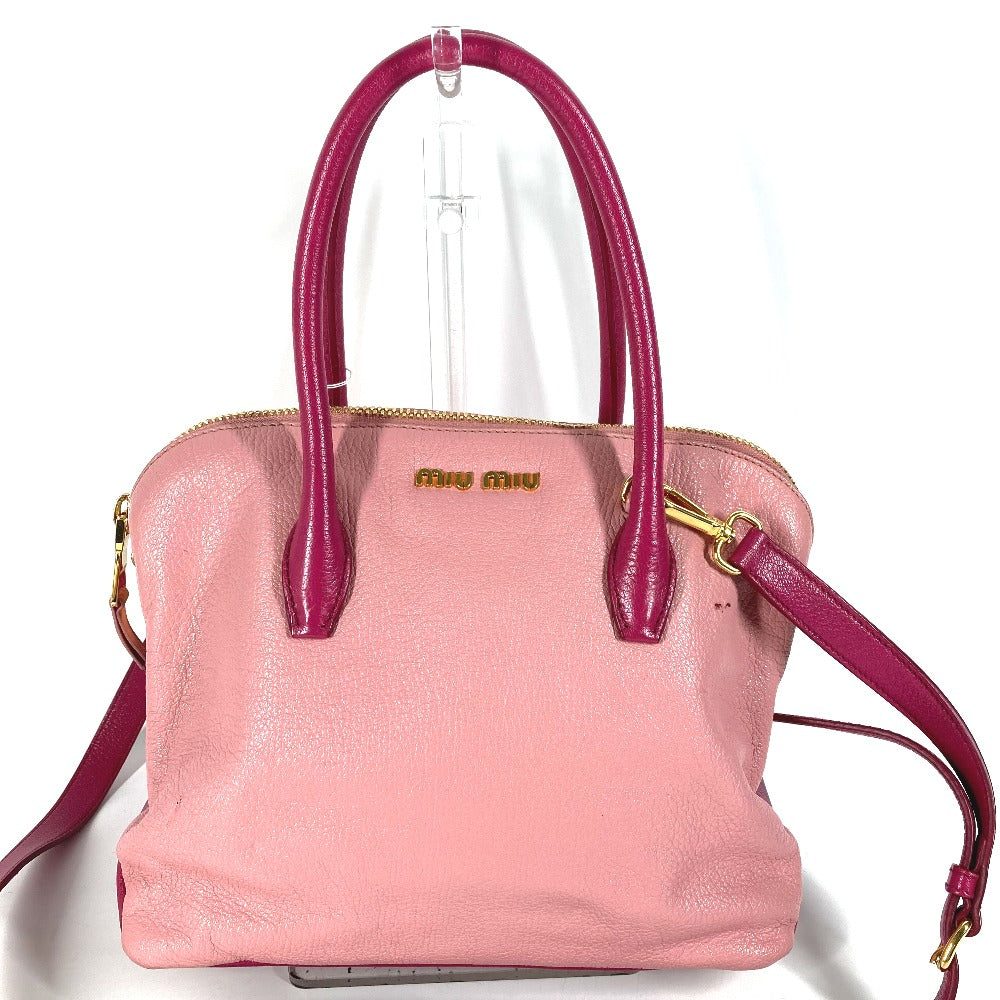 MIUMIU トートバッグ カバン ロゴ 斜め掛け 2WAY バイカラー ハンドバッグ ショルダーバッグ レザー レディース - brandshop-reference