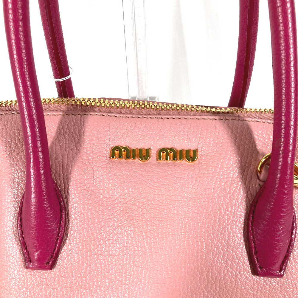 MIUMIU トートバッグ カバン ロゴ 斜め掛け 2WAY バイカラー ハンドバッグ ショルダーバッグ レザー レディース - brandshop-reference