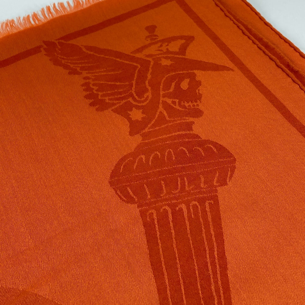 HERMES 馬柄 シュバル 大判 ショール マフラー フリンジ ストール ウール レディース オレンジ - brandshop-reference
