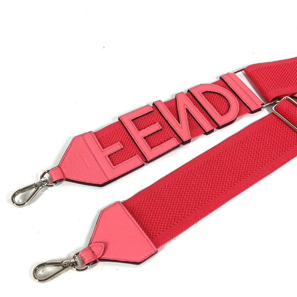 FENDI Strap You Mesh Logo Shoulder Strap in Leather/Canvas, Women's, Pink