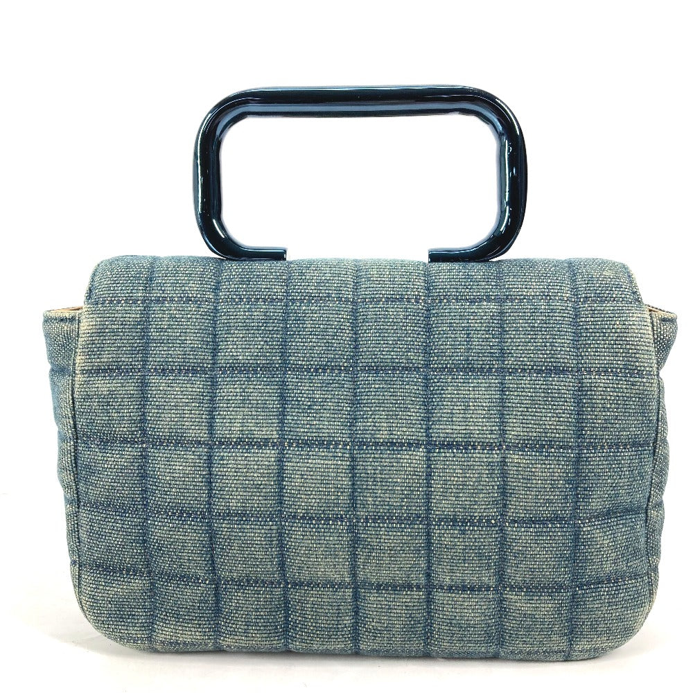 CHANEL Metallic Handle Chocolate Bar 2.55 Hardware Tote Bag Square Bag Handbag Denim Women's Blue