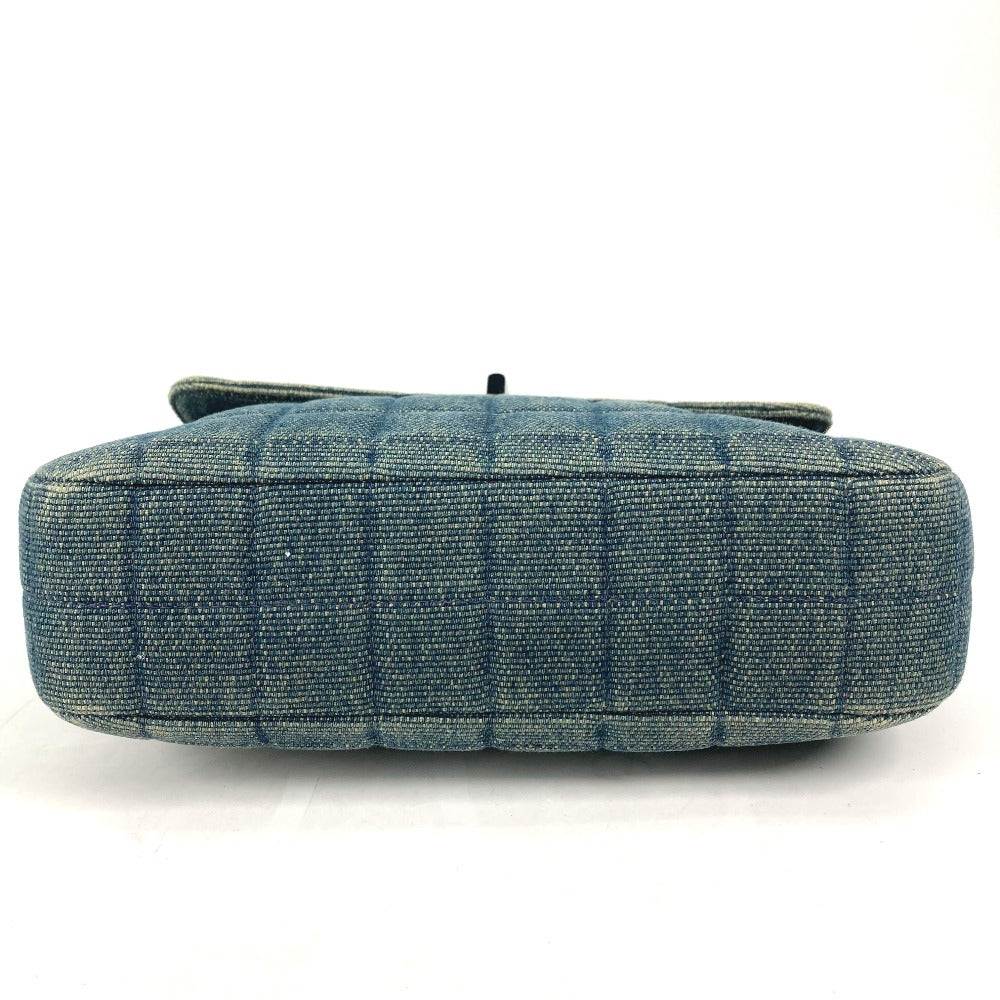 CHANEL Metallic Handle Chocolate Bar 2.55 Hardware Tote Bag Square Bag Handbag Denim Women's Blue