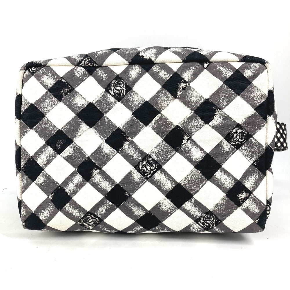 CHANEL Check CC Coco Mark Shoulder Bag Canvas Handbag Women's White