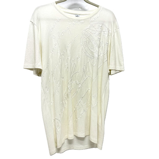 Berluti All-Over Embroidered Scritto T-Shirt, Men's White Cotton Short Sleeve T-Shirt