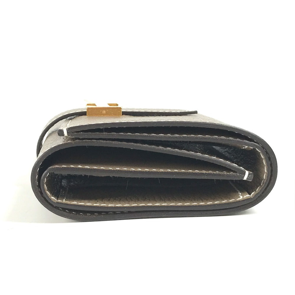HERMES ベアン コンビネ コンパクトウォレット 財布 3つ折り財布 シェーブル レディース エトゥープ ゴールド金具