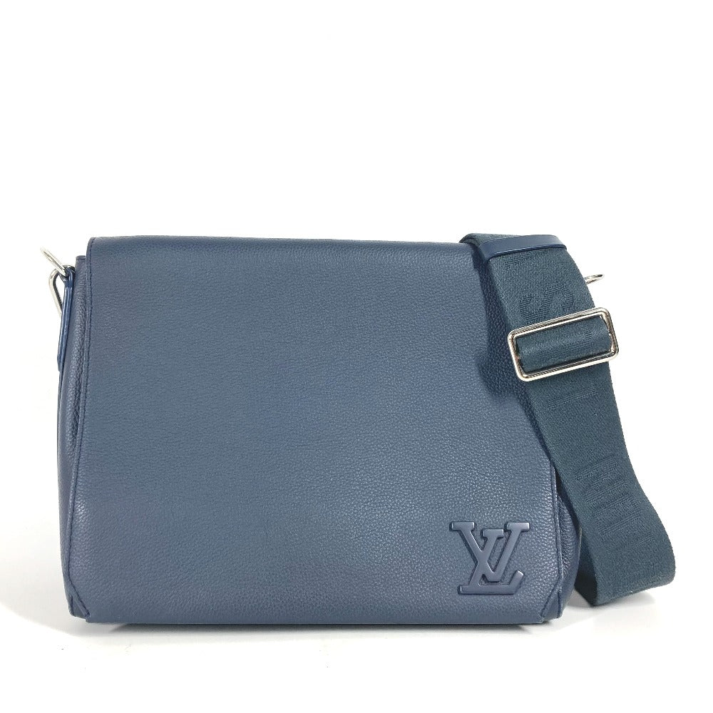 LOUIS VUITTON M21363 LV アエログラム テイクオフ メッセンジャー 斜め掛け カバン フラップ ショルダーバッグ レザー レディース ネイビー