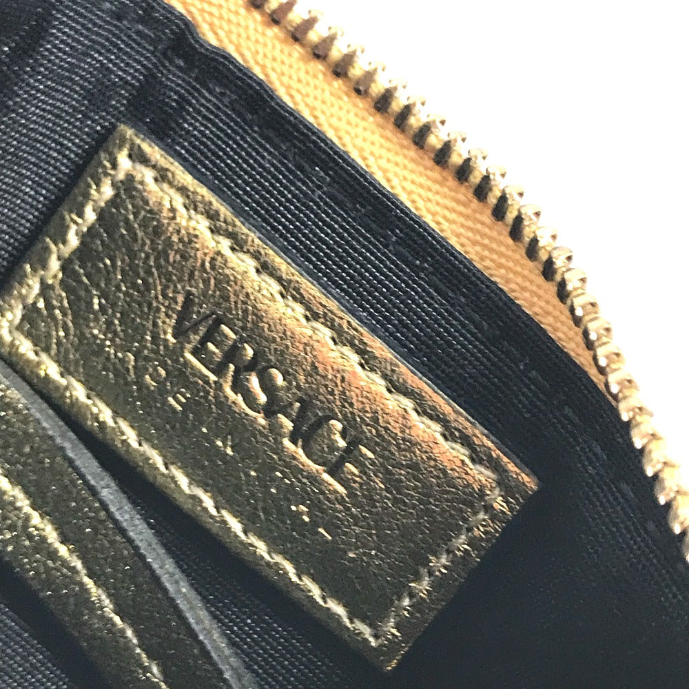 VERSACE キーリング付き ヴィセトス Vロゴ フラグメントケース 財布 小銭入れ コインケース レザー レディース ゴールド