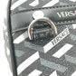 VERSACE 総ロゴ ラグレカ スクエア メイクポーチ 化粧ポーチ マルチポーチ ポーチ レザー レディース グレー