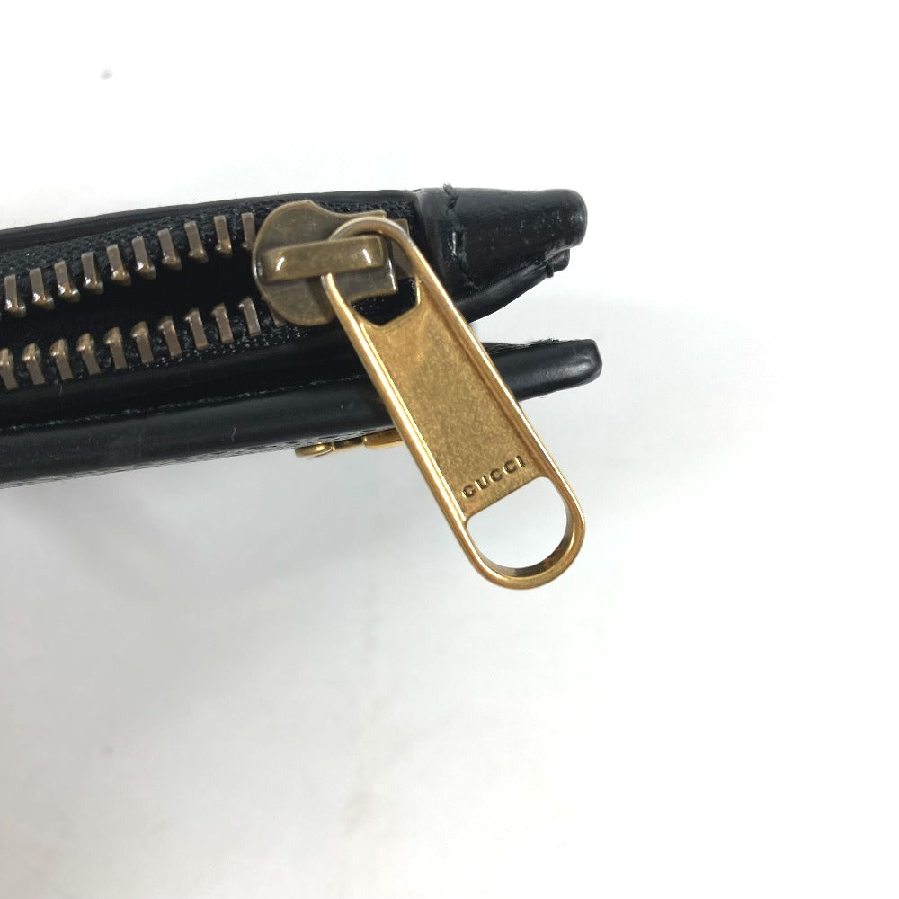 GUCCI 760223 ダブルG ロング ウォレット コンパクトウォレット 2つ折り財布 レザー レディース ブラック