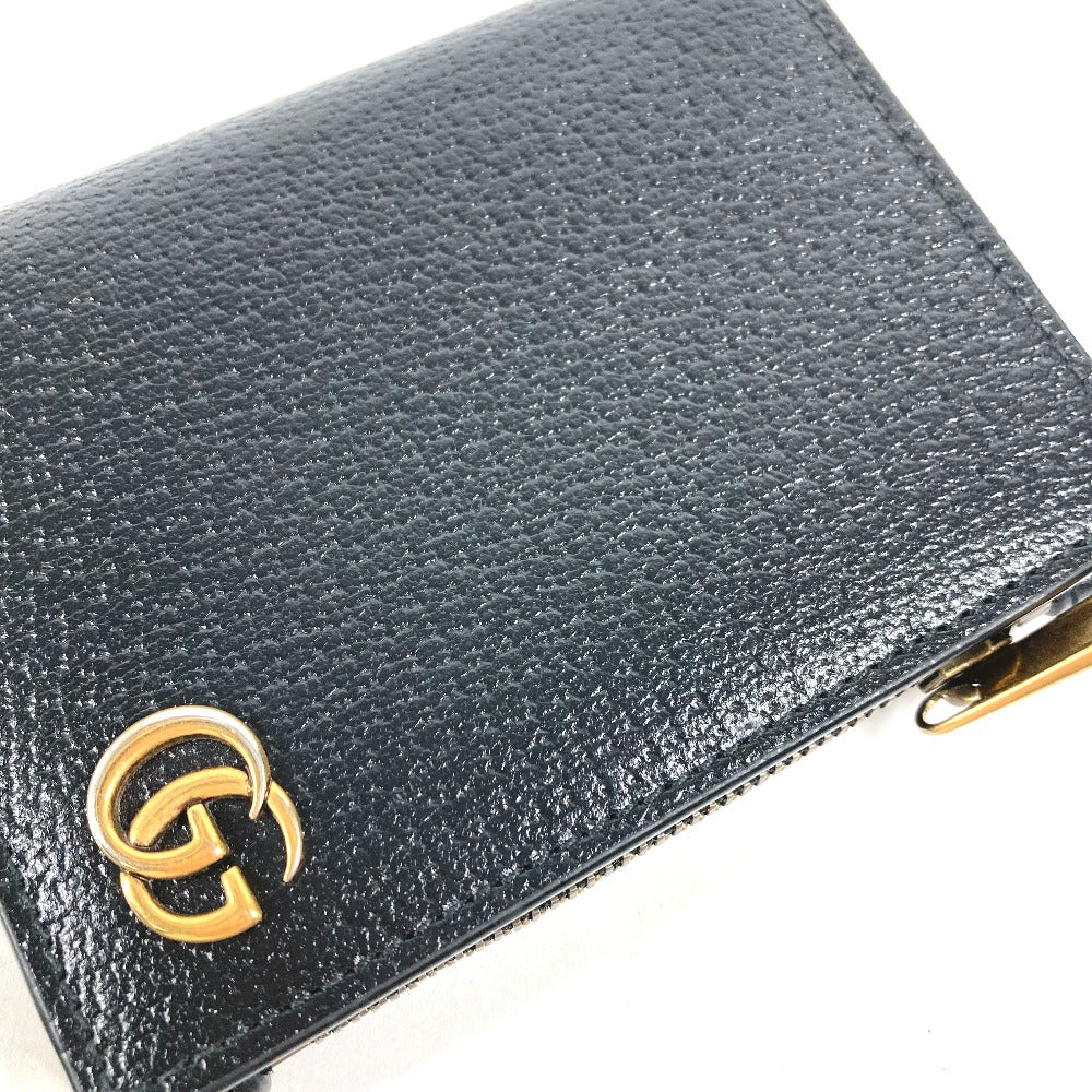 GUCCI 760223 ダブルG ロング ウォレット コンパクトウォレット 2つ折り財布 レザー レディース ブラック