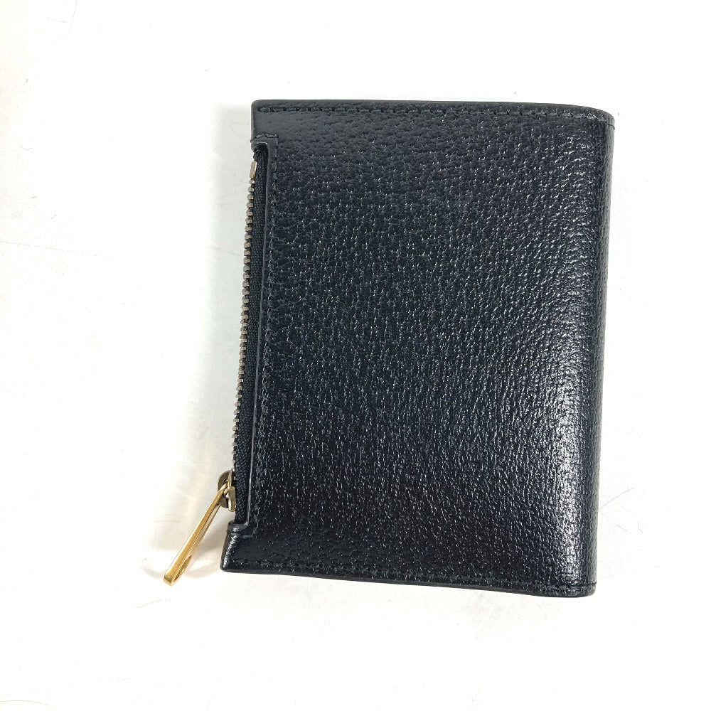 GUCCI 760223 ダブルG ロング ウォレット コンパクトウォレット 2つ折り財布 レザー レディース ブラック