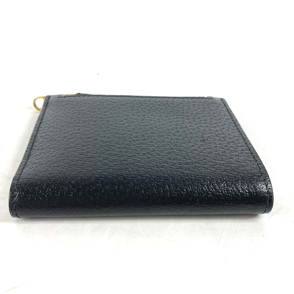 GUCCI 760223 ダブルG ロング ウォレット コンパクトウォレット 2つ折り財布 レザー レディース ブラック
