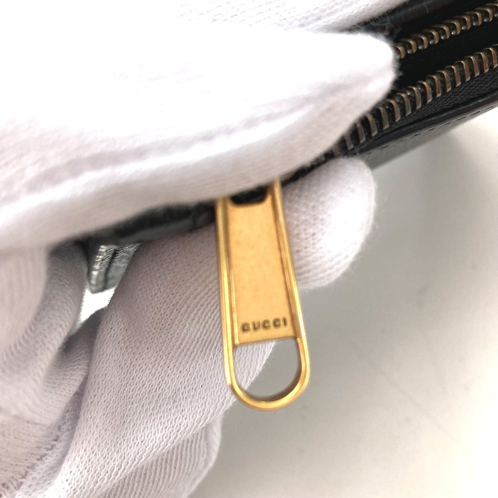 GUCCI 760223 ダブルG ロング ウォレット コンパクトウォレット 2つ折り財布 レザー レディース ブラック