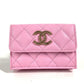 CHANEL AP3182 CC ココマーク マトラッセ スモールフラップウォレット コンパクトウォレット 3つ折り財布 キャビアスキン レディース ピンク