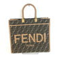 FENDI 8BH386 サンシャイン ミディアム トート カバン トートバッグ 肩掛け ショルダーバッグ レザー/キャンバス レディース ブラウン
