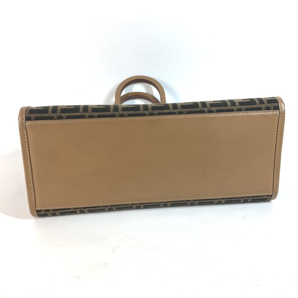 FENDI 8BH386 サンシャイン ミディアム トート カバン トートバッグ 肩掛け ショルダーバッグ レザー/キャンバス レディース ブラウン