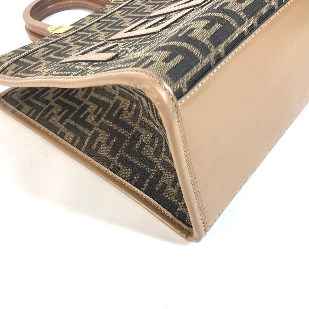 FENDI 8BH386 サンシャイン ミディアム トート カバン トートバッグ 肩掛け ショルダーバッグ レザー/キャンバス レディース ブラウン
