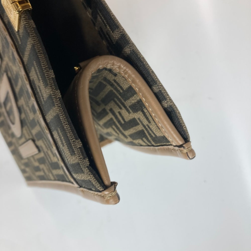 FENDI 8BH386 サンシャイン ミディアム トート カバン トートバッグ 肩掛け ショルダーバッグ レザー/キャンバス レディース ブラウン