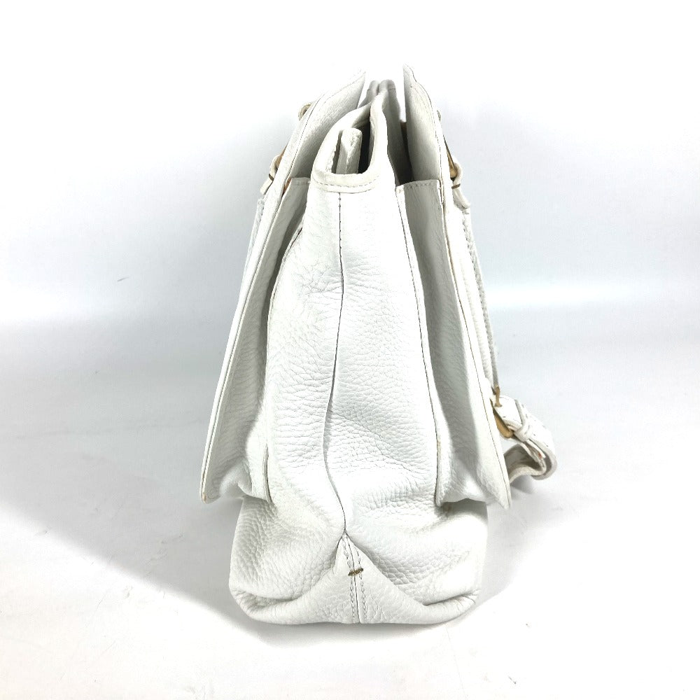 FENDI 8BN167 Horse Selleria Logo Shoulder Tote Bag Leather Women's White