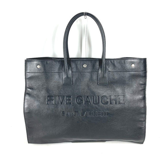 SAINT LAURENT PARIS 587273 ロゴ リヴ ゴーシュ RIVE GAUCHE カバン 肩掛け トートバッグ ショルダーバッグ カーフレザー メンズ ブラック - brandshop-reference