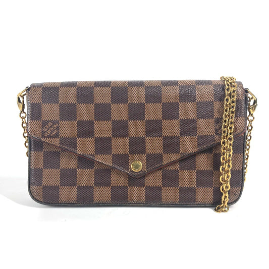 LOUIS VUITTON N40492 ダミエ ポシェット・フェリシー チェーンウォレット ショルダーバッグ 斜め掛け 長財布 ダミエキャンバス レディース