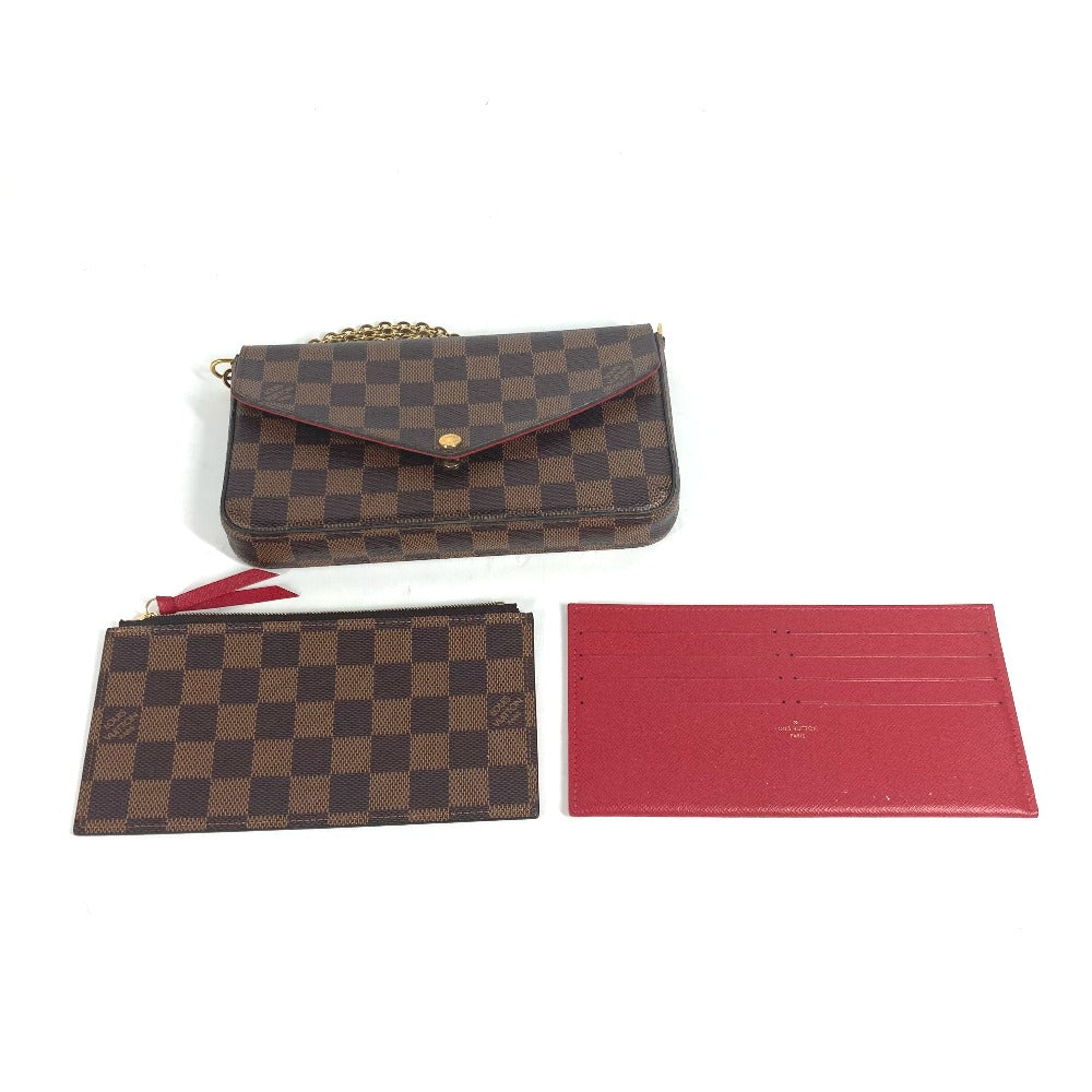 LOUIS VUITTON N40492 ダミエ ポシェット・フェリシー チェーンウォレット ショルダーバッグ 斜め掛け 長財布 ダミエキャンバス レディース