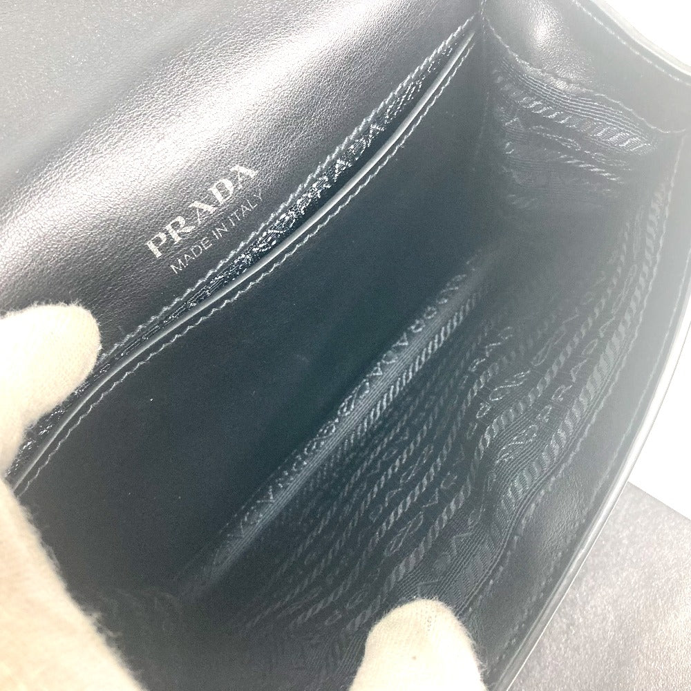 PRADA 1BD067 2WAYバッグ チェーン クリスタル ラインストーン カバン 斜め掛け ポシェット クラッチバッグ ショルダーバッグ レザー レディース