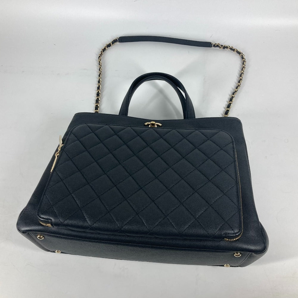 CHANEL A93795 CC ココマーク アフィニティ マトラッセ キルティング 2WAYバッグ トートバッグ 斜め掛け チェーン ショルダーバッグ キャビアスキン レディース ブラック - brandshop-reference