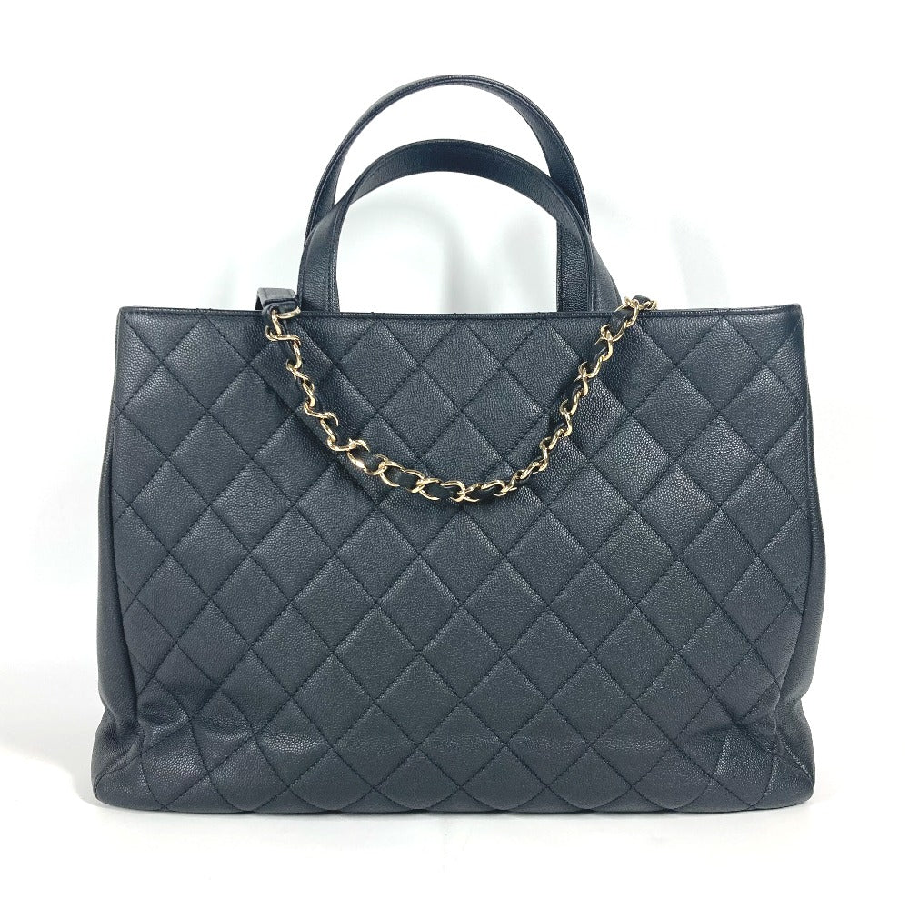 CHANEL A93795 CC Coco Mark Affinity Matelasse Quilted 2-Way Tote Bag, Crossbody Bag, Chain Shoulder Bag, Caviar Skin, Black