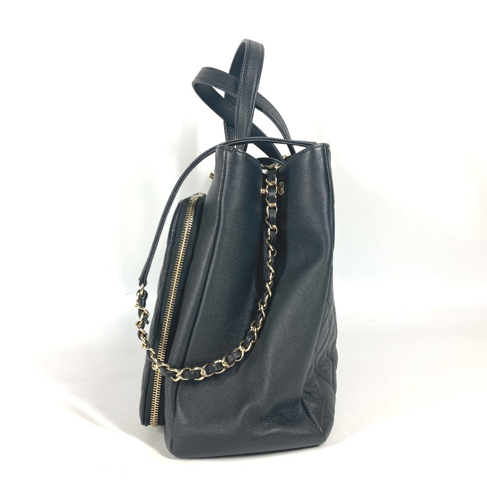 CHANEL A93795 CC ココマーク アフィニティ マトラッセ キルティング 2WAYバッグ トートバッグ 斜め掛け チェーン ショルダーバッグ キャビアスキン レディース ブラック - brandshop-reference
