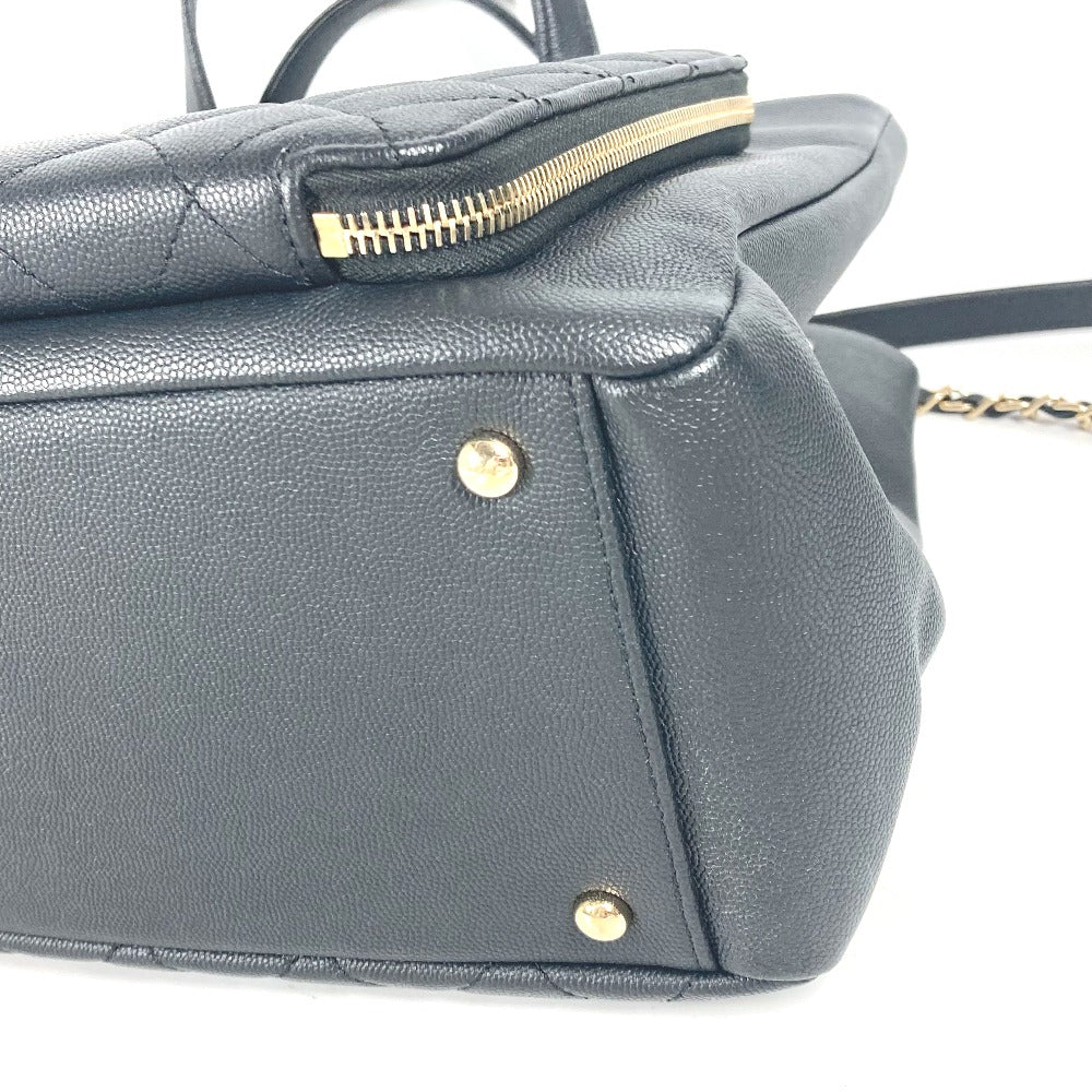 CHANEL A93795 CC ココマーク アフィニティ マトラッセ キルティング 2WAYバッグ トートバッグ 斜め掛け チェーン ショルダーバッグ キャビアスキン レディース ブラック - brandshop-reference