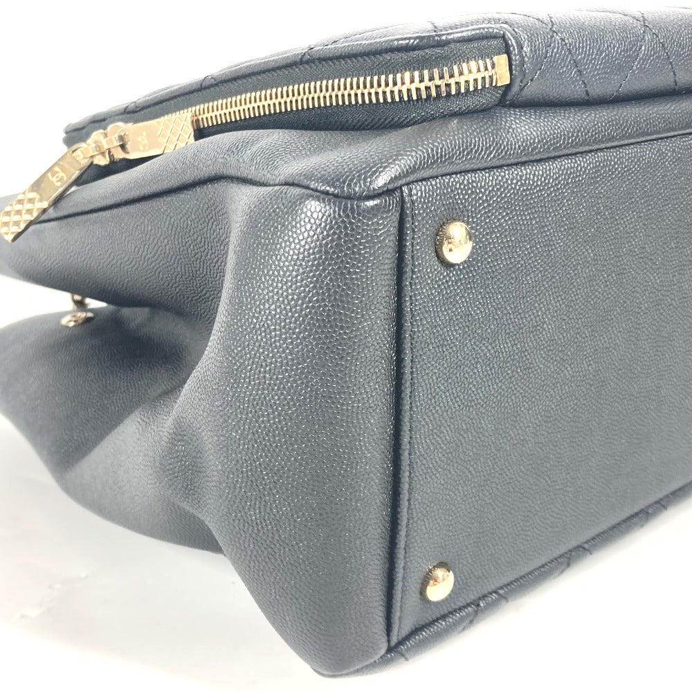 CHANEL A93795 CC ココマーク アフィニティ マトラッセ キルティング 2WAYバッグ トートバッグ 斜め掛け チェーン ショルダーバッグ キャビアスキン レディース ブラック - brandshop-reference