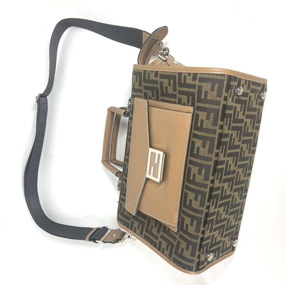 FENDI 7VA571 ズッカ SOFT TRUNK ソフトランク カバン 2WAYバッグ ドクターバッグ ショルダーバッグ 斜め掛け ハンドバッグ キャンバス/レザー ユニセックス ブラウン - brandshop-reference