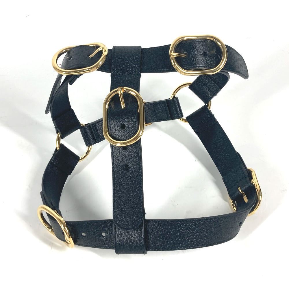 GUCCI 695253 GG スモール ペット ハーネス 犬 グッズ お散歩 ワンちゃん ドッグ DOG 雑貨 レザー ユニセックス ブラック
